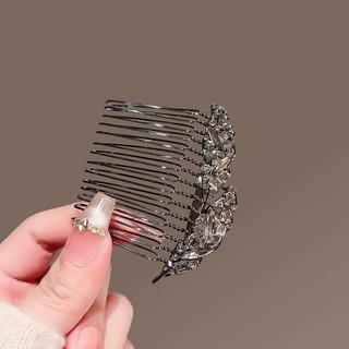 MAUROPOLI [Sẵn Sàng] Lược Tóc Lá Kim Cương Giả Đen Cao Cấp Nữ Phong Cách Mới Niche Đầu Sau Tóc Dụng Cụ Tiện Dụng Lắp Lược Kẹp Tóc Tinh Tế