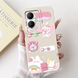 Dành Cho Vivo Y17s V2310 Vỏ Hoạt Hình Mèo Thỏ Dễ Thương Mới Vivo Y17S Y 17S 4G Bảo Vệ Ống Kính Silicon Mềm Vỏ Điện Thoại