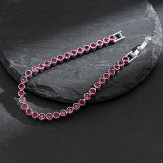 Châu Âu Mỹ ins Phong Cách Mới Hàng Tròn Kim Cương Đỏ Corundum Spinel Zircon Vòng Tay Nữ