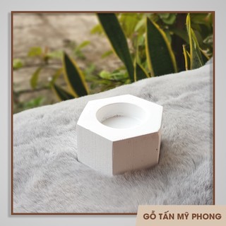 Đế nến gỗ hình lục giác để bàn, đế nến lục giác | NẾN tealight I Trang trí homestay