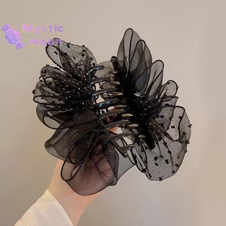 [Huyền bí] Mùa hè Lưới ngọt ngào Vải tuyn Nơ Lớn Vuốt Tóc Kẹp Dành Cho Nữ Màu Trơn Thanh Lịch Nơ Đuôi Ngựa Kẹp Phụ Kiện Mũ Đội Đầu Mới [Mới]