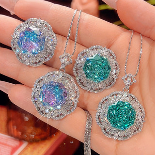 Phong cách châu Âu - Mỹ, đáy đồng mạ vàng, hoa hồng cắt nhiều màu sắc, phù hợp nữ, 14mm