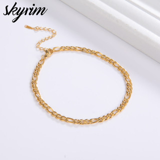 Vòng tay bằng thép không gỉ SKYRIM dành cho nam nữ Phụ kiện thời trang đa năng để mài mòn hàng ngày-Length17 + 5cm