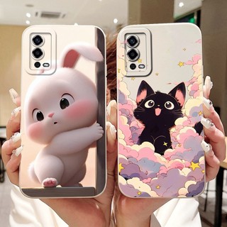 Dành Cho OPPO A55 CPH2325 Vỏ Hoạt Hình Mèo Thỏ Dễ Thương Mới OppoA55 A 55 4G Vỏ Điện Thoại Silicon Mềm Bảo Vệ Ống Kính
