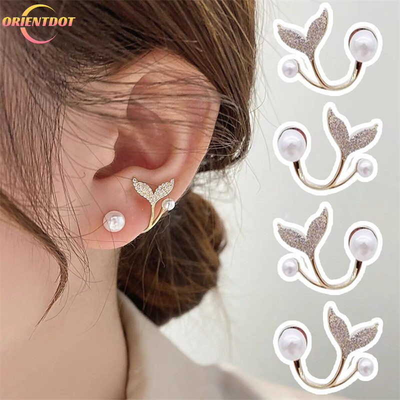 Bông tai đuôi cá hợp kim cổ điển phong cách sáng tạo - Bông tai sang trọng ngọc trai ngọt ngào thời trang - Phụ kiện trang trí trang sức