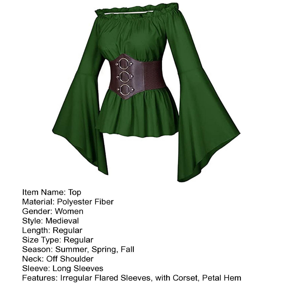 XIA Áo nữ corset style áo hải tặc thời trung cổ, trễ vai, phù hợp lễ hội và cosplay