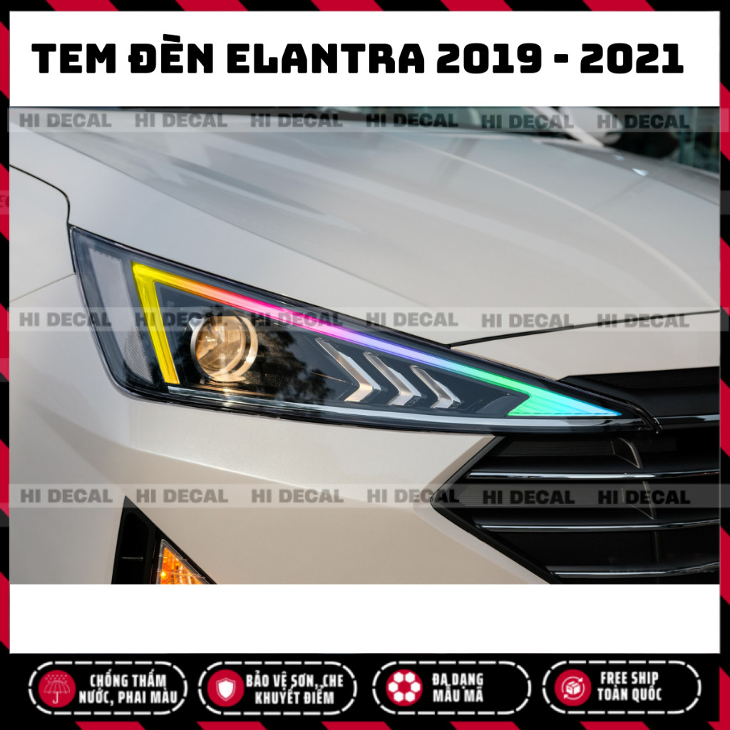 Tem dán đèn Elantra 2019 - 2021, Tem trang trí xe chống nước, bền màu, chịu nhiệt tốt