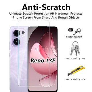 Kính cường lực phía trước 2 trong 1 cho Oppo Reno 13F Reno13F 5G 4G Full Cover Full Keo Bảo vệ màn hình trong suốt Mặt sau Ống kính máy ảnh Phim bảo vệ cho Oppo Reno13 F 5G 2025