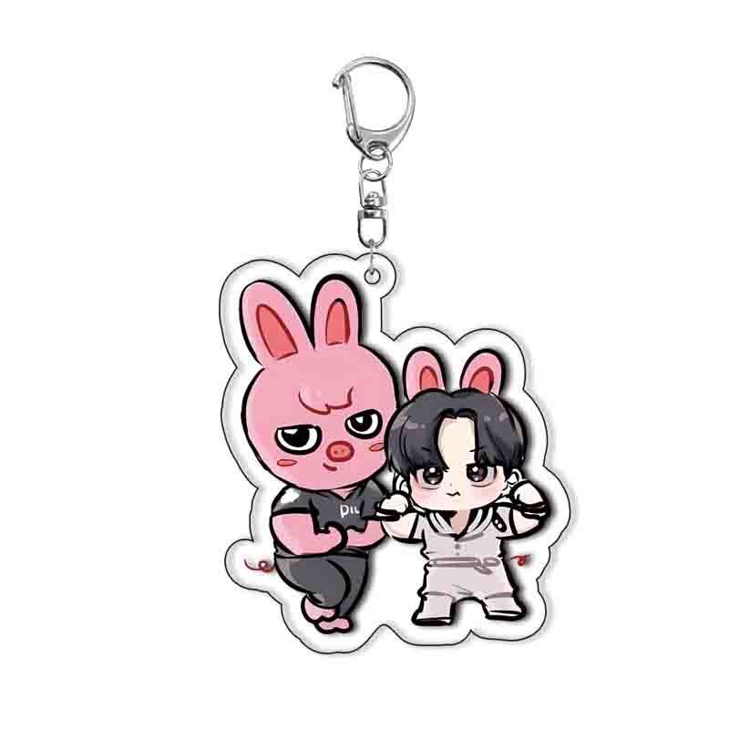 HK1 Stray Kids Acrylic Móc Khóa Sinh Viên Ba Lô Dễ Thương Mặt Dây Chuyền Bang Chan Phụ Kiện Hoạt Hình Ngoại Vi KH1