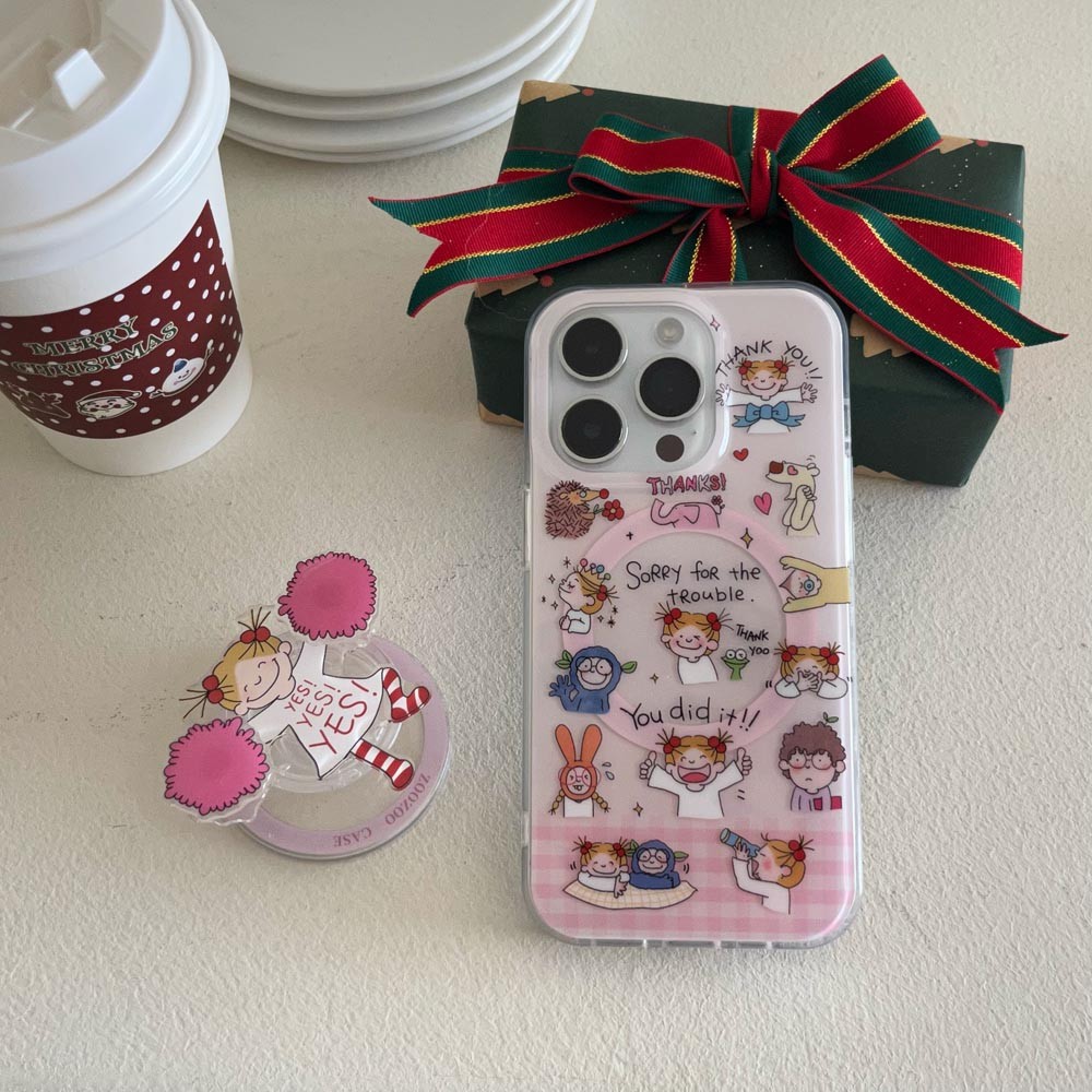 Ốp Lưng Cứng Tương Thích Với iPhone 13 14 14Pro 14ProMax 15 15Pro 15ProMax 16 16Pro 16ProMax Ốp Nam Châm Họa Tiết Sốt Coco Hồng