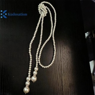 Kudosation Vòng cổ áo len ngọc trai mô phỏng hai lớp thanh lịch dành cho nữ Vòng cổ nữ Dây chuyền dài