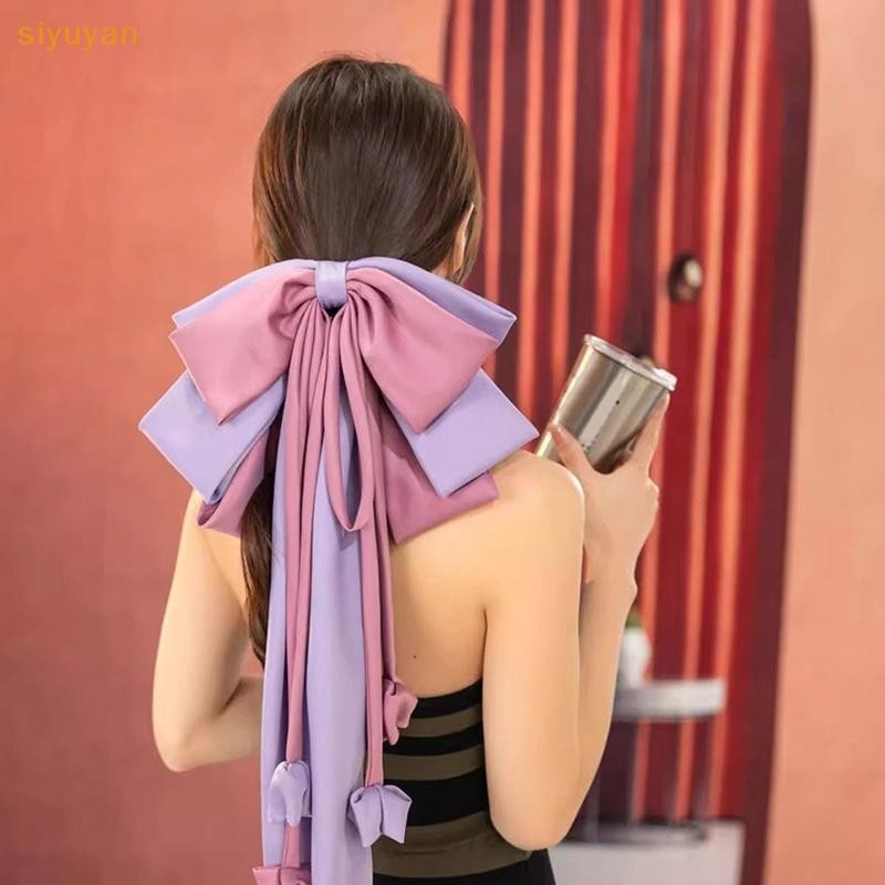 Siyuyan Thời Trang Cực Lớn Nơ Tóc Cho Nữ Bé Gái Chất Lượng Cao Phụ Kiện Tóc Thanh Lịch Dài Ruy Băng Nơ Mùa Xuân Kẹp Quà Tặng VN