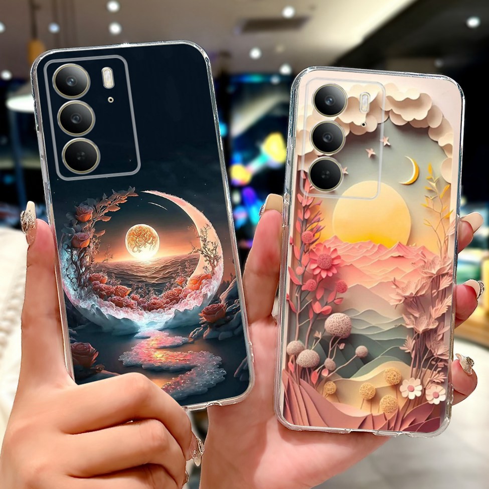 Ốp Lưng Cho Realme C75 Mèo Dễ Thương Thời Trang Hoa Hoạt Hình Thoáng Mát Trong Suốt TPU Ốp Lưng Cho Realme C75 Ốp lưng Trong Suốt