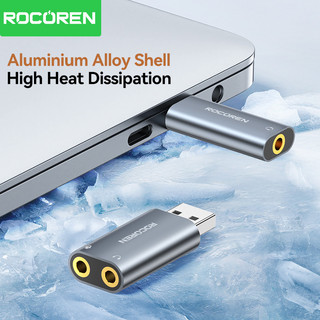 Rocoren USB Thẻ Âm Thanh Bên Ngoài USB Sang Jack 3.5 Mm Bộ Chuyển Đổi Âm Thanh USB Sang Tai Nghe Tai Nghe Micro Stereo Free Drive Cho MacOS Linux Android Laptop PS5 / PS4