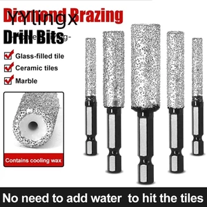 YYlingx Mũi khoan YYLINGX, Máy cưa lỗ gạch men khô bằng đá Granite bằng gốm, Chân lục giác bền 6 / 8 / 10 / 12mm Dụng cụ mở lỗ hàn để khoan và mài