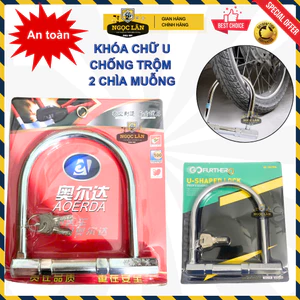 Khóa chữ U chống trộm, khóa xe máy xe đạp Go further 2 chìa muỗng (mã 906)