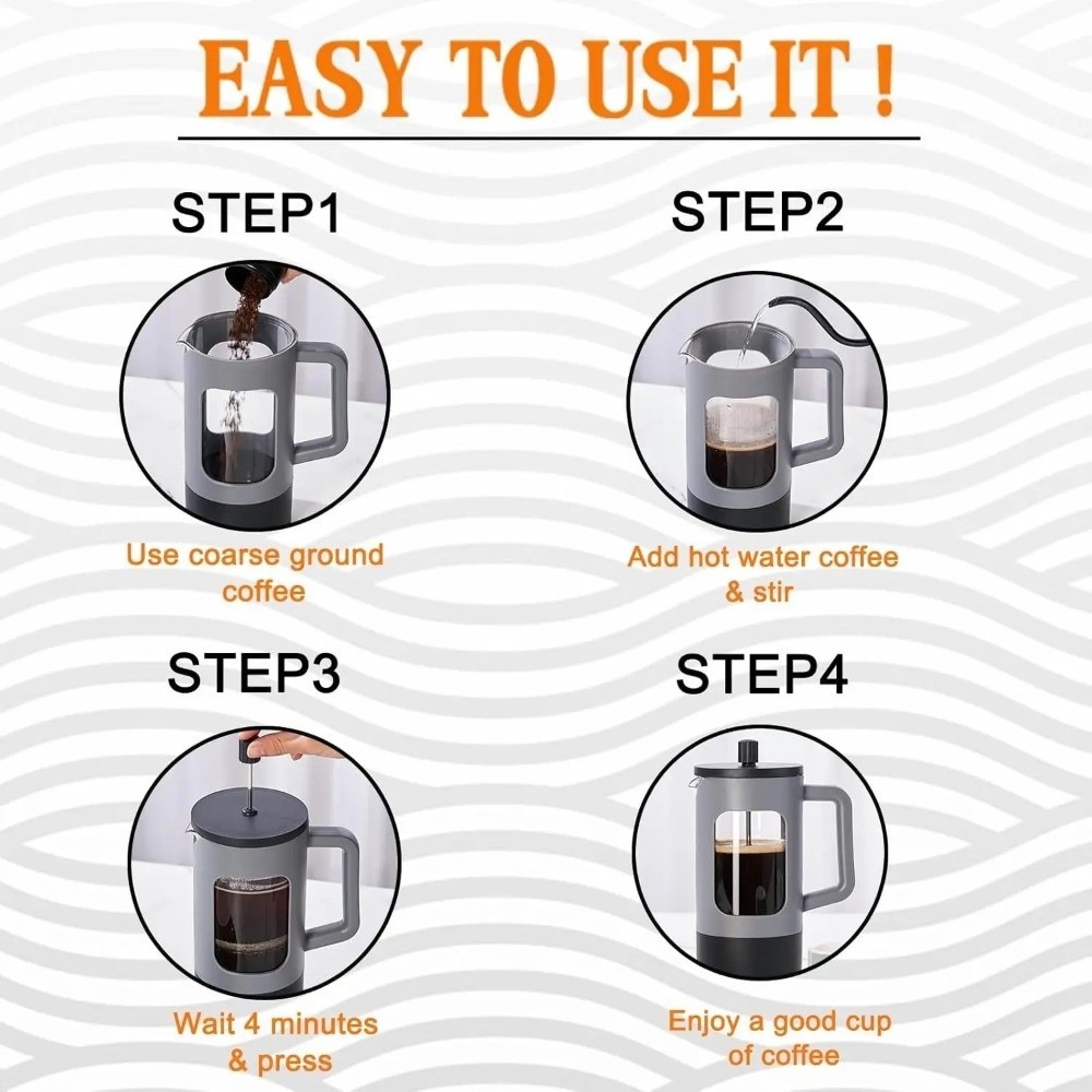 Máy pha cà phê trà ép kiểu Pháp SNUGHOUSE 600ml, chịu nhiệt, đa chức năng, chống rỉ sét, di động