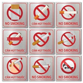 Biển cấm hút thuốc, bảng no smoking dán tường, biển cấm thuốc lá in UV trên Alu sắt nét