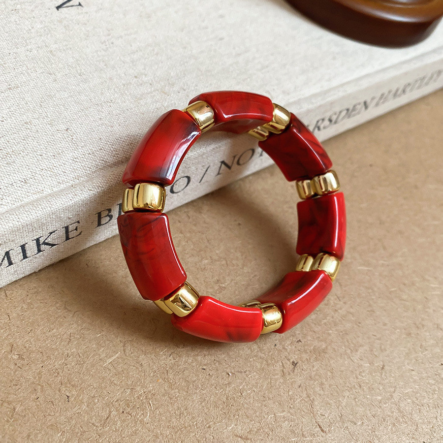 [Jewbeauty] Vòng tay hình vuông ghép Acrylic, vòng tay thời trang cổ điển, thiết kế cá tính và thích hợp, phụ kiện thủ công