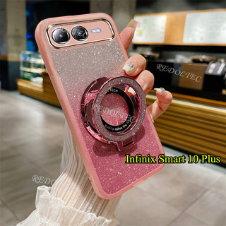 Vỏ Infinix Smart 10 Plus 2025 Thiết kế mới Vỏ lấp lánh trong suốt Infinix Smart10 Plus Smart 10Plus Vỏ điện thoại Gradient Bling có giá đỡ từ tính
