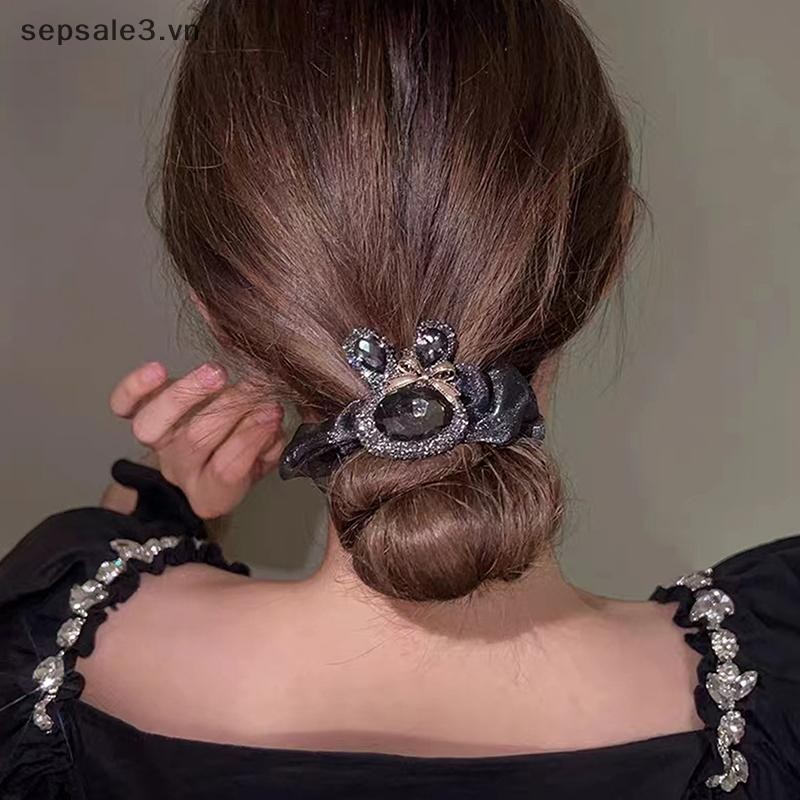 # VN # Thời Trang Kim Cương Giả Organza Scrunchies Nữ Dây Buộc Tóc Đuôi Ngựa Retro Dây Buộc Tóc Co Giãn.