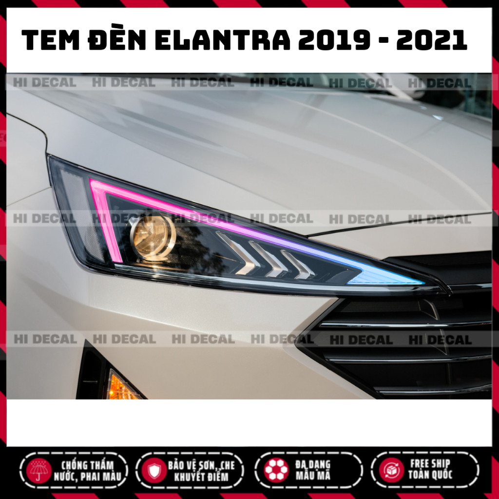 Tem dán đèn Elantra 2019 - 2021, Tem trang trí xe chống nước, bền màu, chịu nhiệt tốt