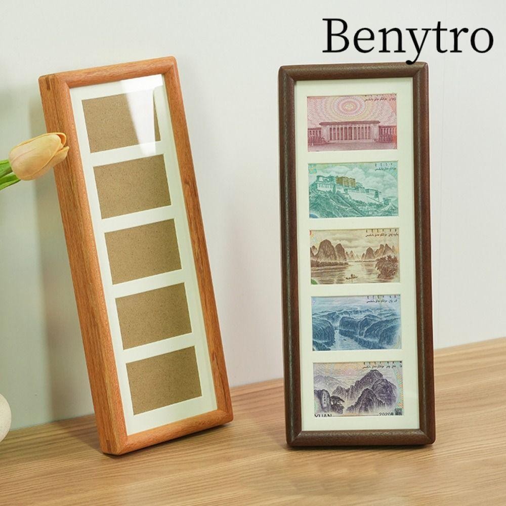 Khung ảnh trưng bày tiền xu BENUTRO, Thư pháp và Tranh đồng xu Khung ảnh bằng gỗ Tranh trang trí, Đồ trang trí ảnh tăng cường may mắn Khung sáu mảnh