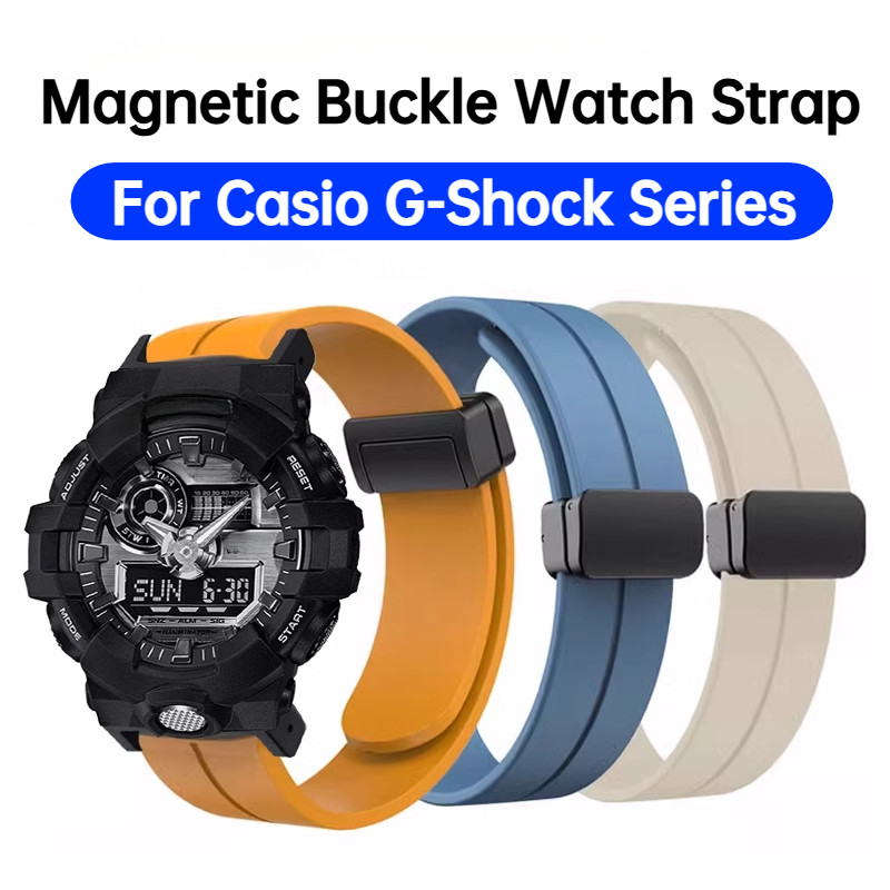 Dây đồng hồ silicone khóa từ tính cho Casio G-SHOCK GA-110 DW-5600 GWM-5610 DW-6900 16mm, thể thao, chống nước