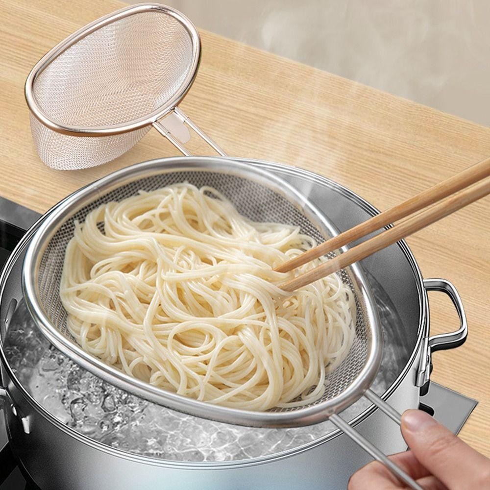 Thìa lọc lưới AWNGD, Dụng cụ lọc thực phẩm bằng thép không gỉ 304 bạc, bền bỉ, muỗng mì Hàn Quốc, dụng cụ nồi nóng, dụng cụ nhà bếp