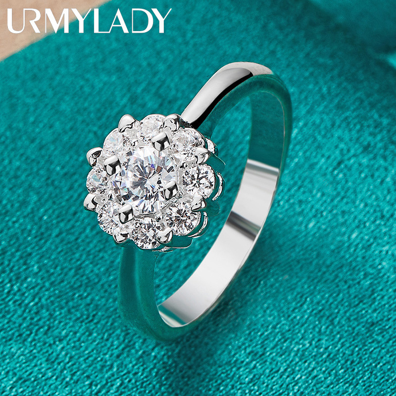 URMYLADY Hoa Bạc 925 Zircon 7-10 # Nhẫn Nữ Thời Trang Trang Trang Sức Quyến Rũ