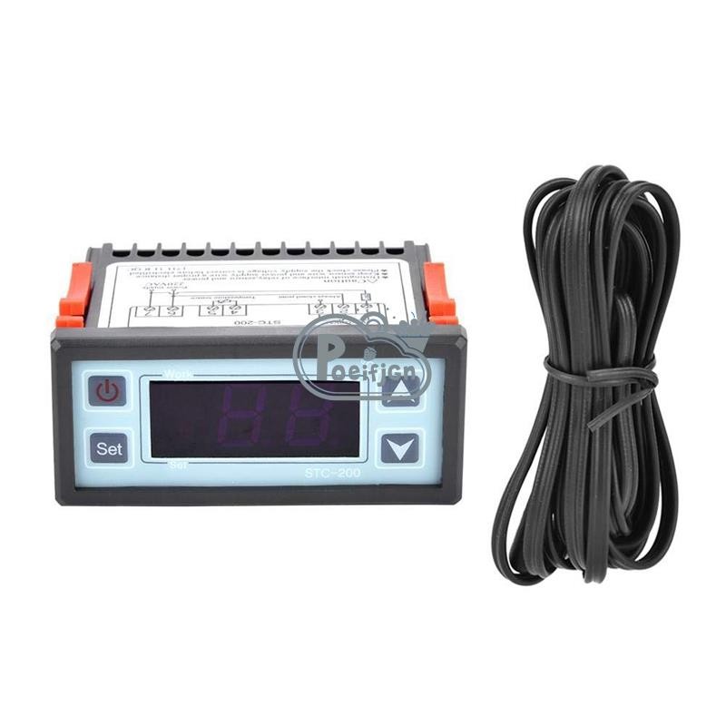 Bộ điều khiển nhiệt độ nhiệt kỹ thuật số STC-200 Bộ điều khiển sưởi ấm máy vi tính AC220V