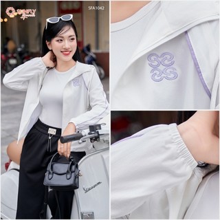 Áo gió nữ kéo khóa có mũ dài tay SFA1042