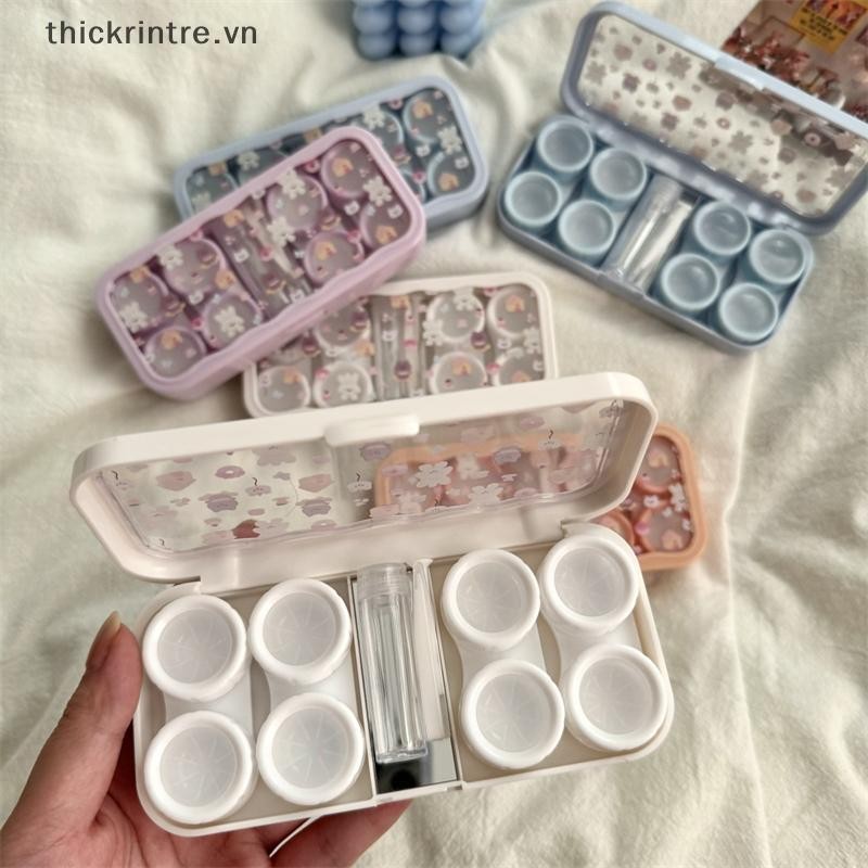 Thi dễ thương di động hoạt hình chó gấu mắt liên hệ có gương kính áp tròng, hộp đựng ống kính màu, phù hợp party và du lịch VN