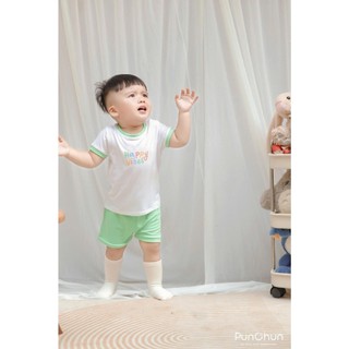 Punchun SS2025 Bộ cộc Happy Vibes cho bé T6.0