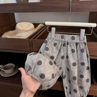 Mùa Hè Phong Cách Mới Nguyên Chất Cotton Cô Gái Chấm Bi Áo Phù Hợp Với Bé Gái Thời Trang Không Tay Quần Hai Mảnh Phù Hợp Với
