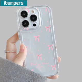 ibumpers Ốp Lưng IPhone Họa Tiết Nơ Màu Hồng Đẹp Ốp Điện Thoại Trong Suốt TPU Mềm Chống Sốc Cho IPhone 16 15 14 12 13 11 Pro Max IP 7 8 Plus X XS XR