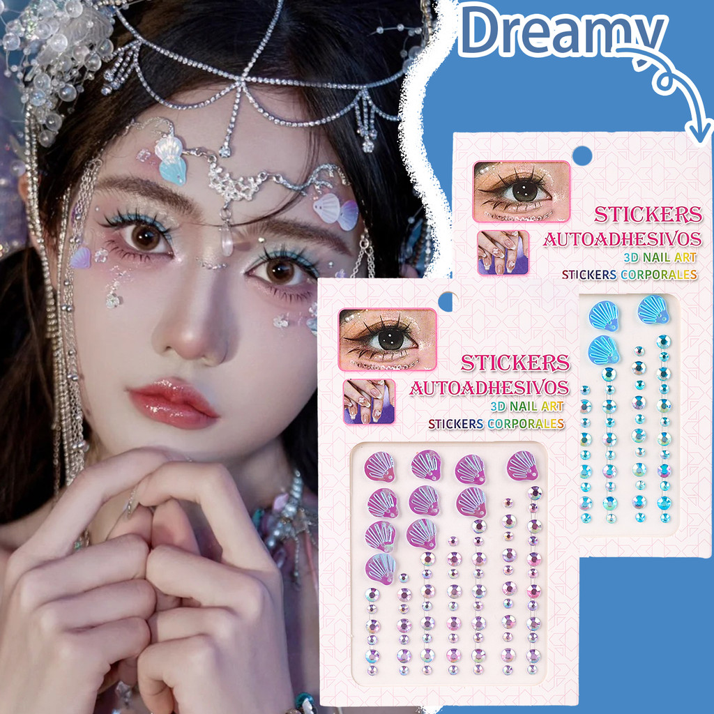 Nhãn dán kim cương pha lê 3D Shell - Miếng dán trang điểm chấm tròn màu ảo ảnh Aurora - Trang trí Decal mặt tự làm tiệc sân khấu - Chống thấm nước, tự dính, Nhãn dán hình xăm cơ thể