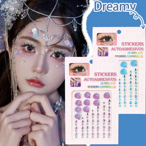 Nhãn dán kim cương pha lê 3D Shell - Miếng dán trang điểm chấm tròn màu ảo ảnh Aurora - Trang trí Decal mặt tự làm tiệc sân khấu - Chống thấm nước, tự dính, Nhãn dán hình xăm cơ thể