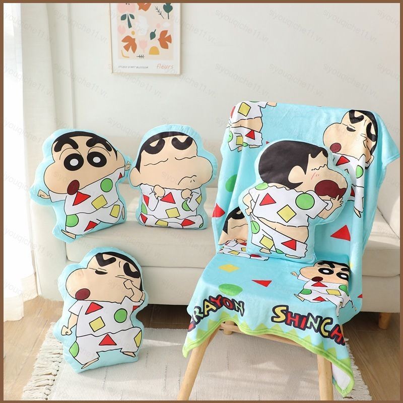 Siy7 Crayon Shin-chan Anime Gối Chăn 2 Trong 1 Mềm Đệm Sang Trọng Búp Bê Đồ Chơi Ngủ Gối Văn Phòng Sinh Viên Kid Trang Trí Nhà