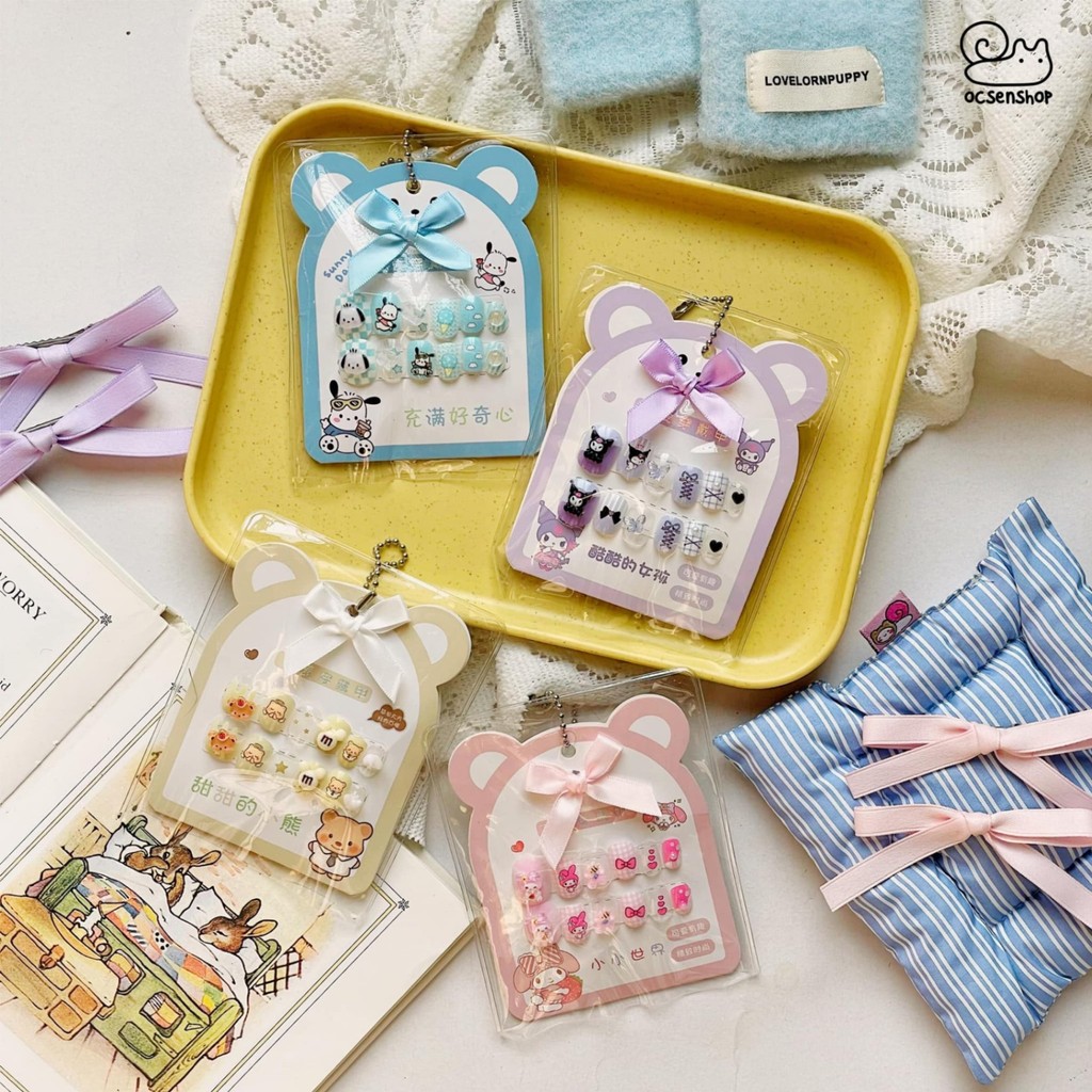 Nail giả trẻ em -Set Móng Tay Giả Dán Trang Trí Dễ Thương Cho Bé