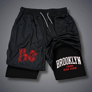 Best Seller in Europe and America Anime Print Trendy Sports Shorts Breathable and Loose Fitness Double-Layer Casual Shorts RHnG