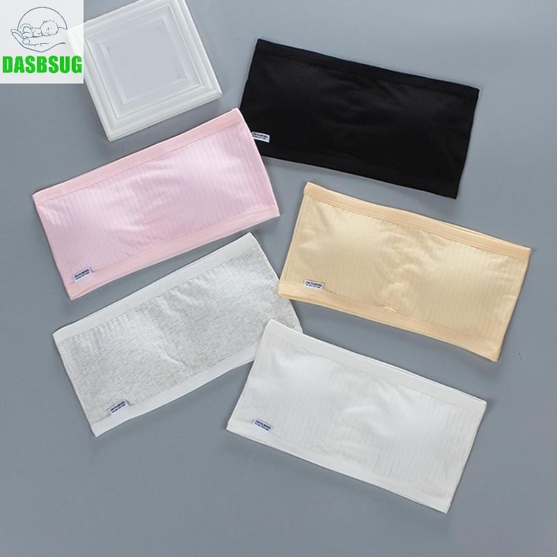 Dasbsug Tuổi dậy thì Bé gái Áo ngực tập luyện quây màu trơn Áo ngực thể thao có gân có miếng đệm có thể tháo rời Đồ lót ống Top