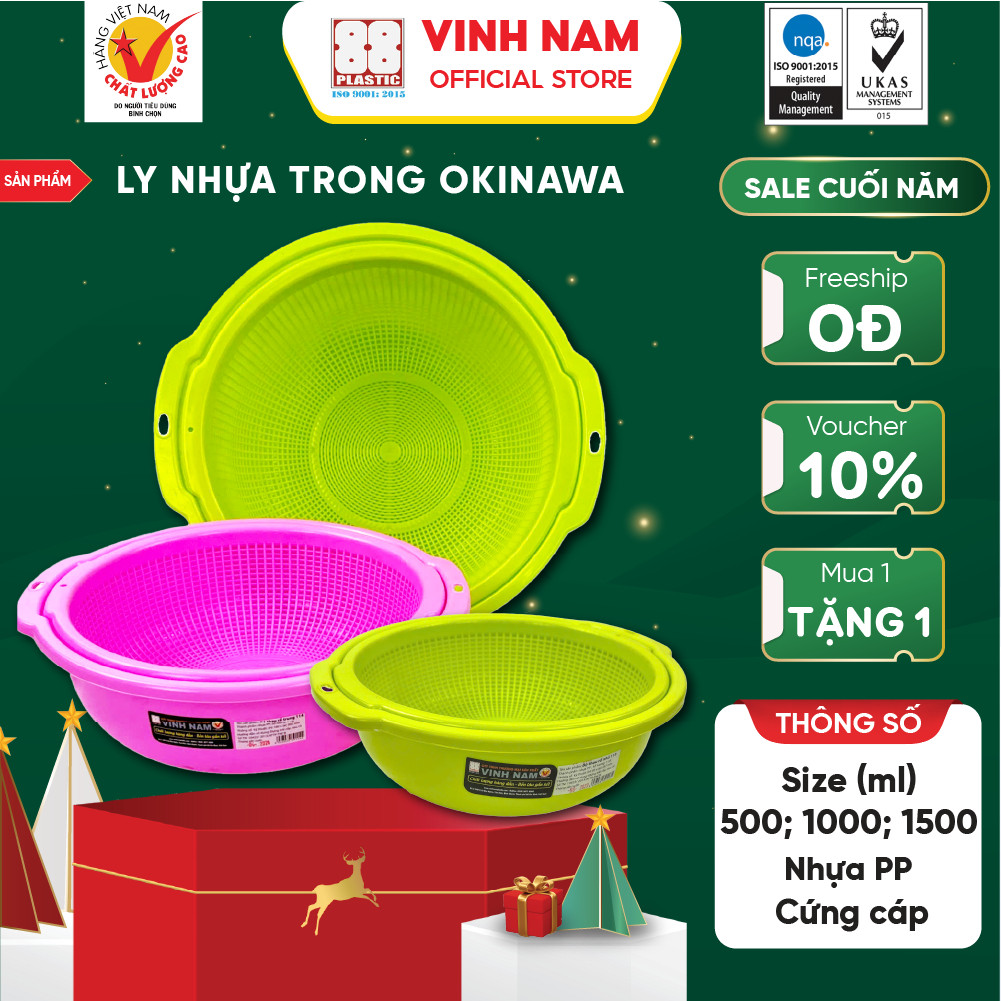 Bộ Thau Rổ Tròn Vinh Nam Plastic Thau Rổ Dùng Đựng Thực Phẩm Rau Củ Size Lớn Trung Bé 113-114-115