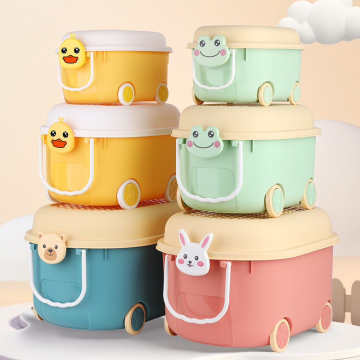 Thùng Đựng Đồ Chơi Cho Bé, Thùng Đựng Đồ Đa Năng Size Lớn Có Bánh Xe, Mặt Thùng Có Thể Chơi L.eGo Dinohome