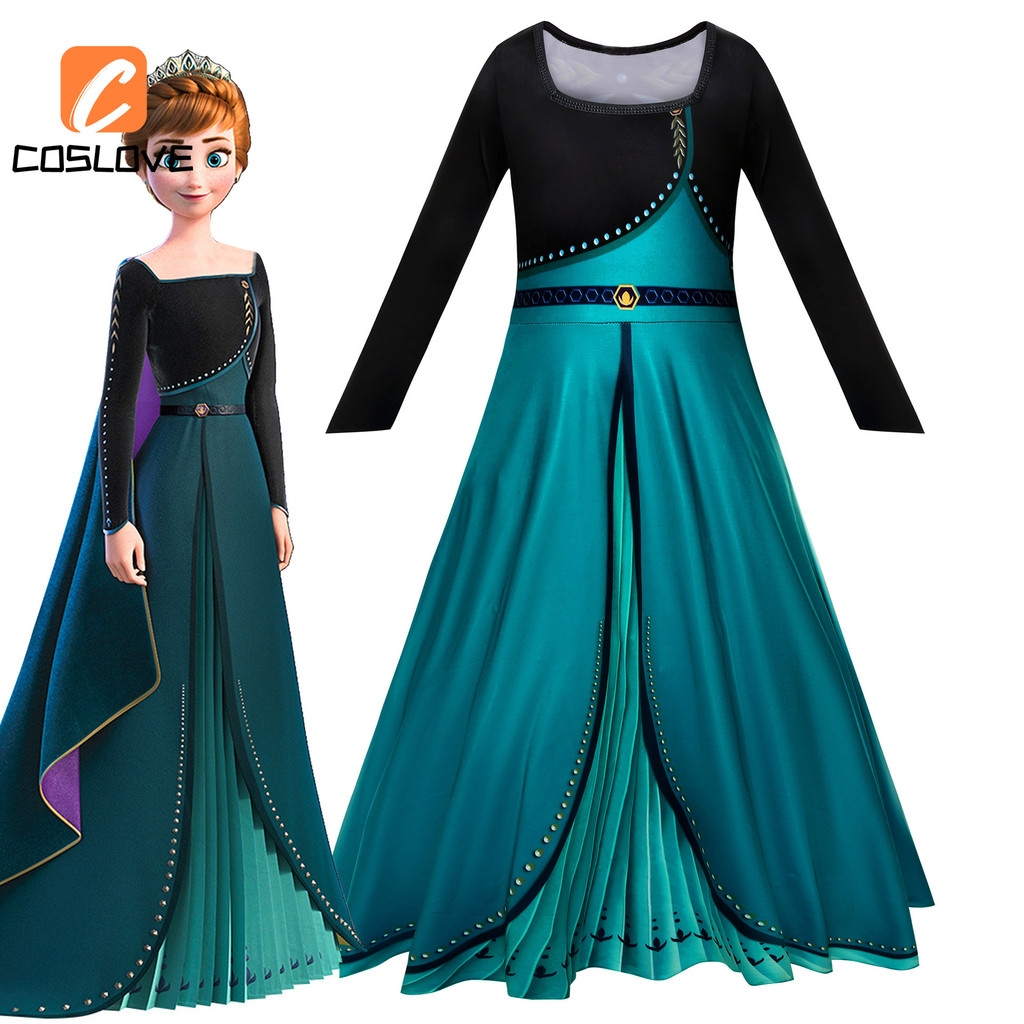 Anime Frozen Anna Elsa Cosplay Quần Áo Trọn Bộ Trang Phục Trang Phục Cho Bé Gái Váy Xanh Váy Cosplay Đảng Biểu Diễn
