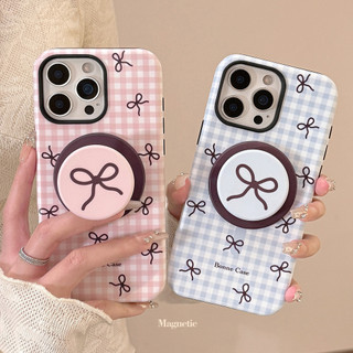 [Sheren] Vỏ điện thoại giá đỡ nơ kẻ sọc Thích hợp cho i17 16 15 14 13 12 11 pro max Vỏ bảo vệ chống sốc