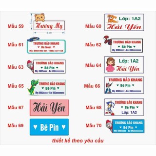 Sticker ủi áo bảng tên cho bé ủi quần áo 12 con giáp cho các lớp chồi, mầm, lớp lá theo chuẩn trường học không bong tróc