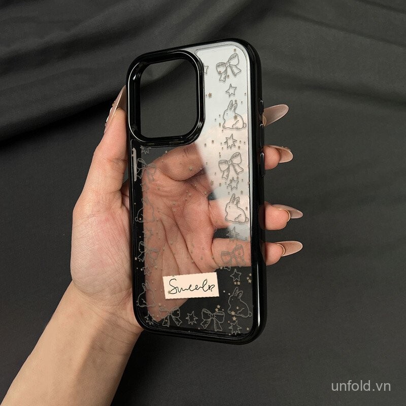 Nơ Thỏ Dễ Thương QYJS Ốp Lưng Điện Thoại Thích Hợp Cho IPhone 13 14 15 16 ProMax 11 12 PRO 14 15 16 PLUS X XS XR XSMAX 7 8 plus Soft Case ECTU