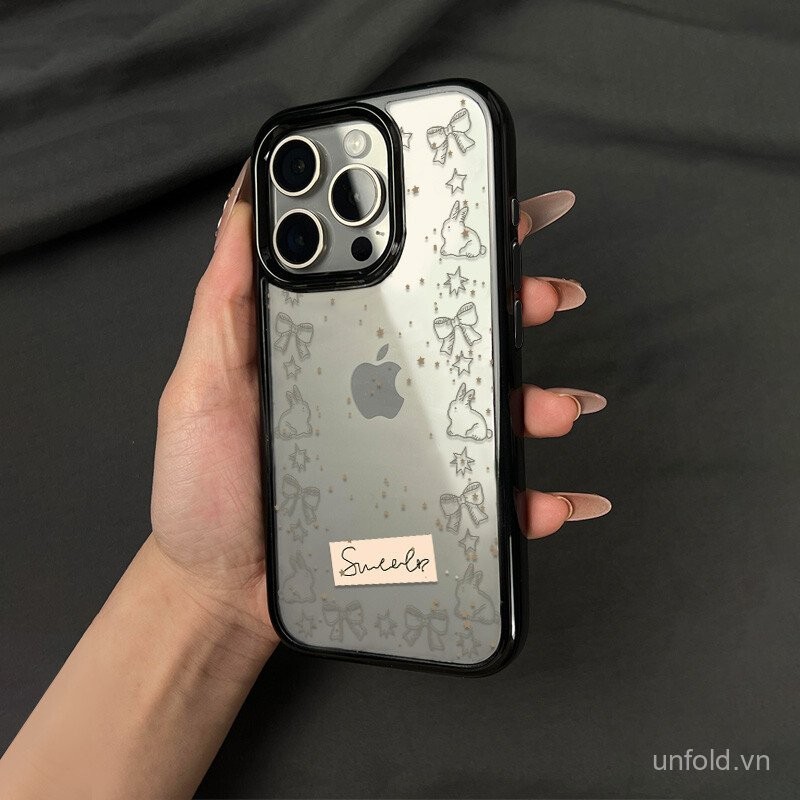 Nơ Thỏ Dễ Thương QYJS Ốp Lưng Điện Thoại Thích Hợp Cho IPhone 13 14 15 16 ProMax 11 12 PRO 14 15 16 PLUS X XS XR XSMAX 7 8 plus Soft Case ECTU