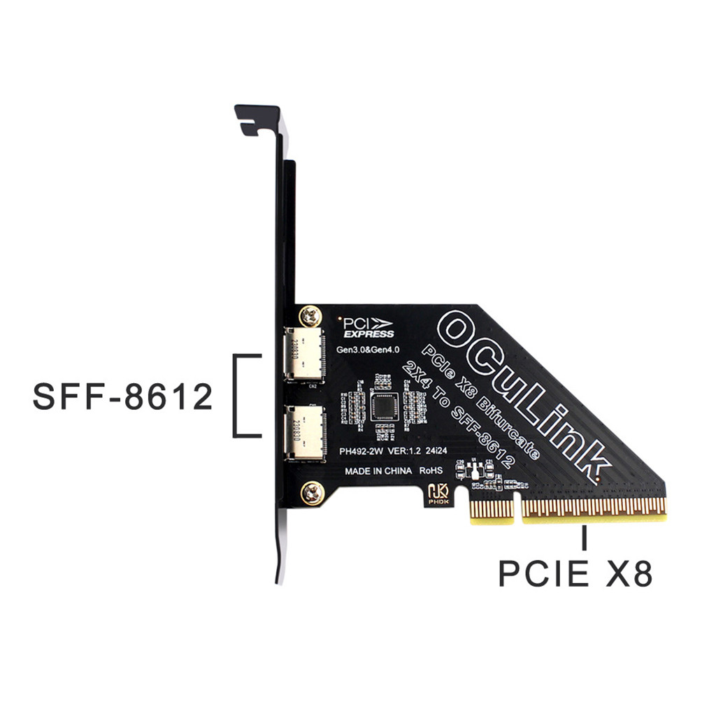 PHDK PCI-E 4.0 X1 / X4 / X8 / X16 Sang U.2 OCUlink SFF8611 & SFF8612 Adapter Card Hỗ Trợ Windows Linux Mac OS Systems